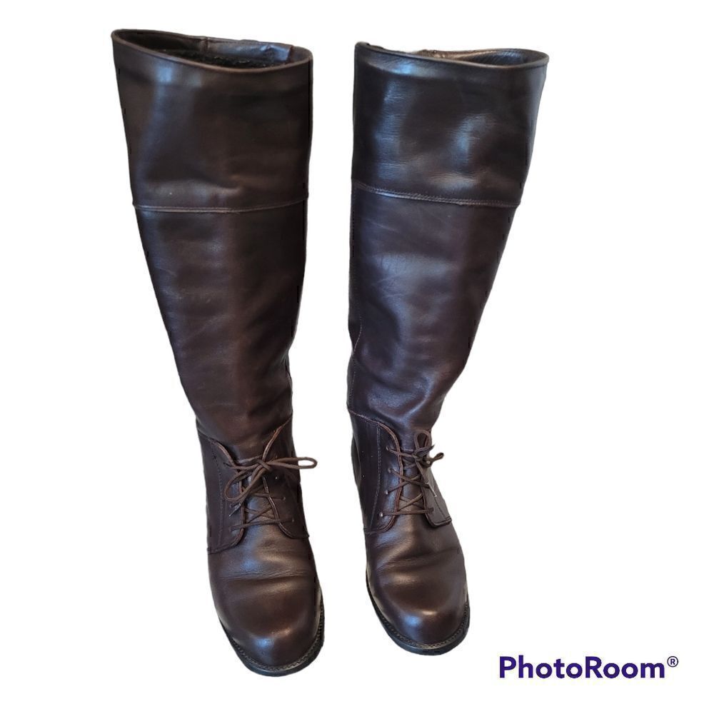 BLONDO Waterproof Tall Lace-up Riding Boots Sz 6 Brown Leather Canada